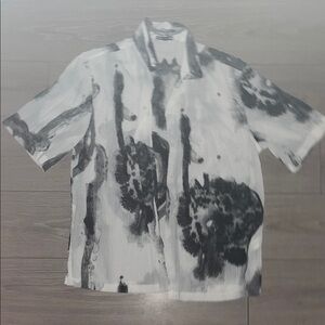 Zara Monochrome Abstract Button Down Shirt